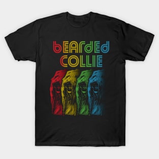 Cool Retro Groovy Bearded Collie Dog T-Shirt